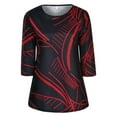 thumbnail image 3 of Patlollav Womens Plus Size Spring Print Mid-Length Sleeve Round Neck Casual Tee Tops, 3 of 5