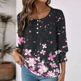 thumbnail image 3 of Womens Fall Fashion 2025 3/4 Sleeve With Smocked Cuffs Dressy Print Casual Blouses Outfits Beach Vacation Plus Size Clothes, 3 of 6