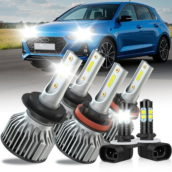 For 2013-2017 Hyundai Elantra GT LED Headlight Bulbs H7 High Beam H11 Low Beam 881 Fog Light Set 6pcs