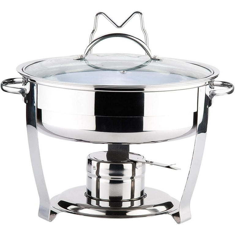 The Party Aisle™ 5QT Chafing Dish Buffet Set 4 Pack with Glass Lid, Round Stainless  Steel Chafer for Catering & Reviews