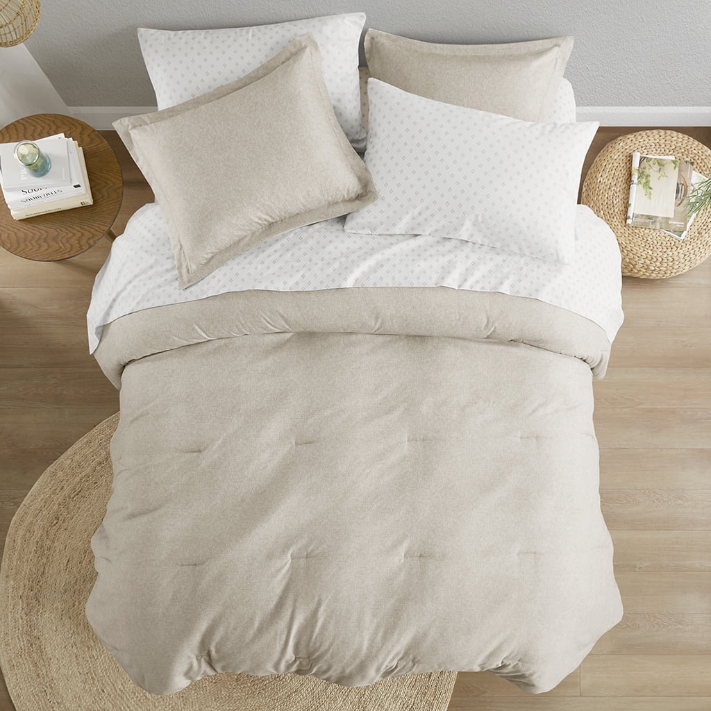 Regency Heights King Size Comforter Set, 7-Piece Reversible Bed in a Bag with Sheets, Neutral