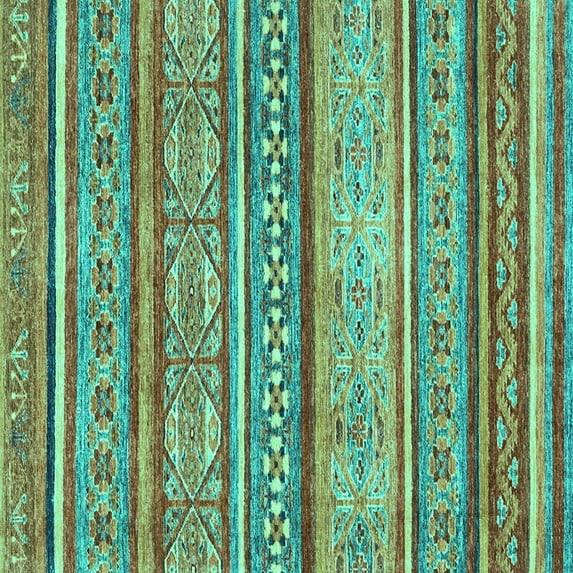 Ahgly Company Machine Washable Indoor Square Abstract Turquoise Blue Modern Area Rugs, 6' Square