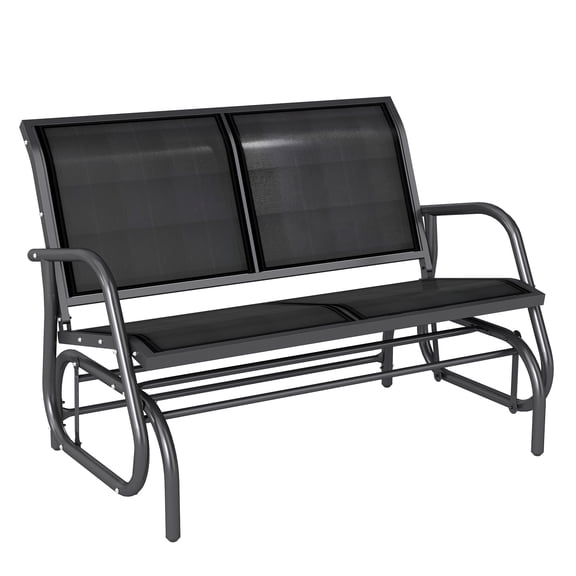 Outdoor Glider Bench - 2 Person Patio Swing Chair, Steel Frame Rocking Loveseat for Backyard, Porch - Black