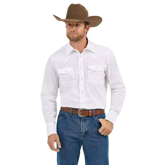 Men's Solid Cowboy Shirt - 71105Wh