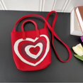 thumbnail image 6 of Women's Woven Tote Bag Grocery Bag Knitted Handbag for Party Working Outdoor Red, 6 of 7