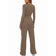 thumbnail image 3 of Women'S 2 Piece Sets Fall Outfits Long Sleeve Wide Leg Tracksuits Casual Lounge Set Matching Sets Shallow Coffee XS, 3 of 7