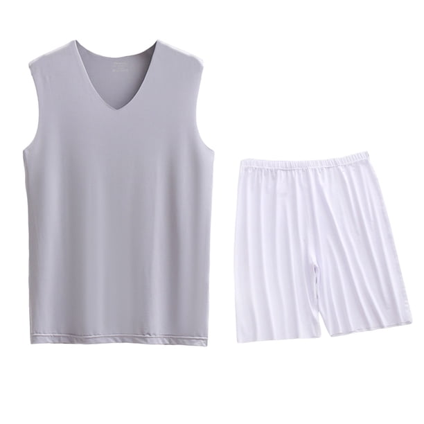 Conjunto Deportivo de los Hombres, Moda Casual de Color Sólido Cuello en V sin Mangas de Elasticidad Superior para el Desgaste Al Aire Libre, Traje Atlético de Humedad