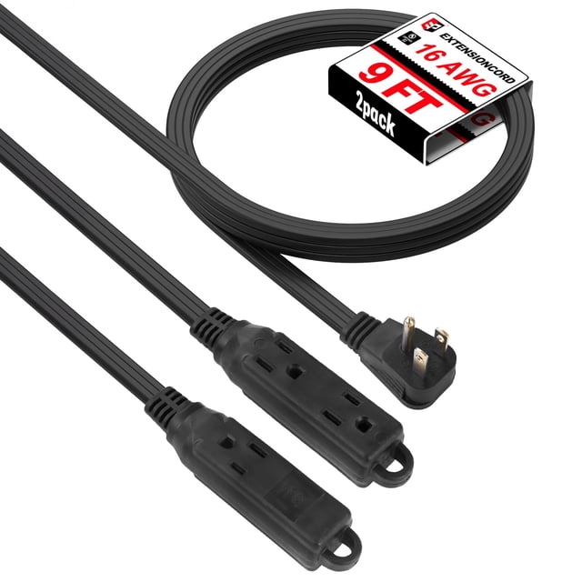 Cable de extensión EP de 9 pies y 3 salidas, cable de alimentación 16/3 SPT-3, paquete de 2