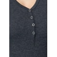 thumbnail image 3 of Saronite Basics V Neck Short Sleeve Henley Knit Shirt Top, Charcoal Grey (Women's), 3 of 4