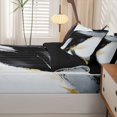 thumbnail image 5 of Homewish Black Golden Watercolor Zipper Queen Comforter Set with Fitted Sheet and 2 Pillowcases,Abstract Modern Zipper Bedding Set,Black Reversible,4pcs, 5 of 8