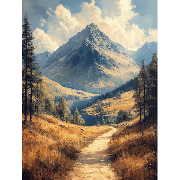 Mountain Lake Path Canvas Painting/Wall Art,Suitable for Living Room,Bedroom,Office,Study,Hotel decoration.