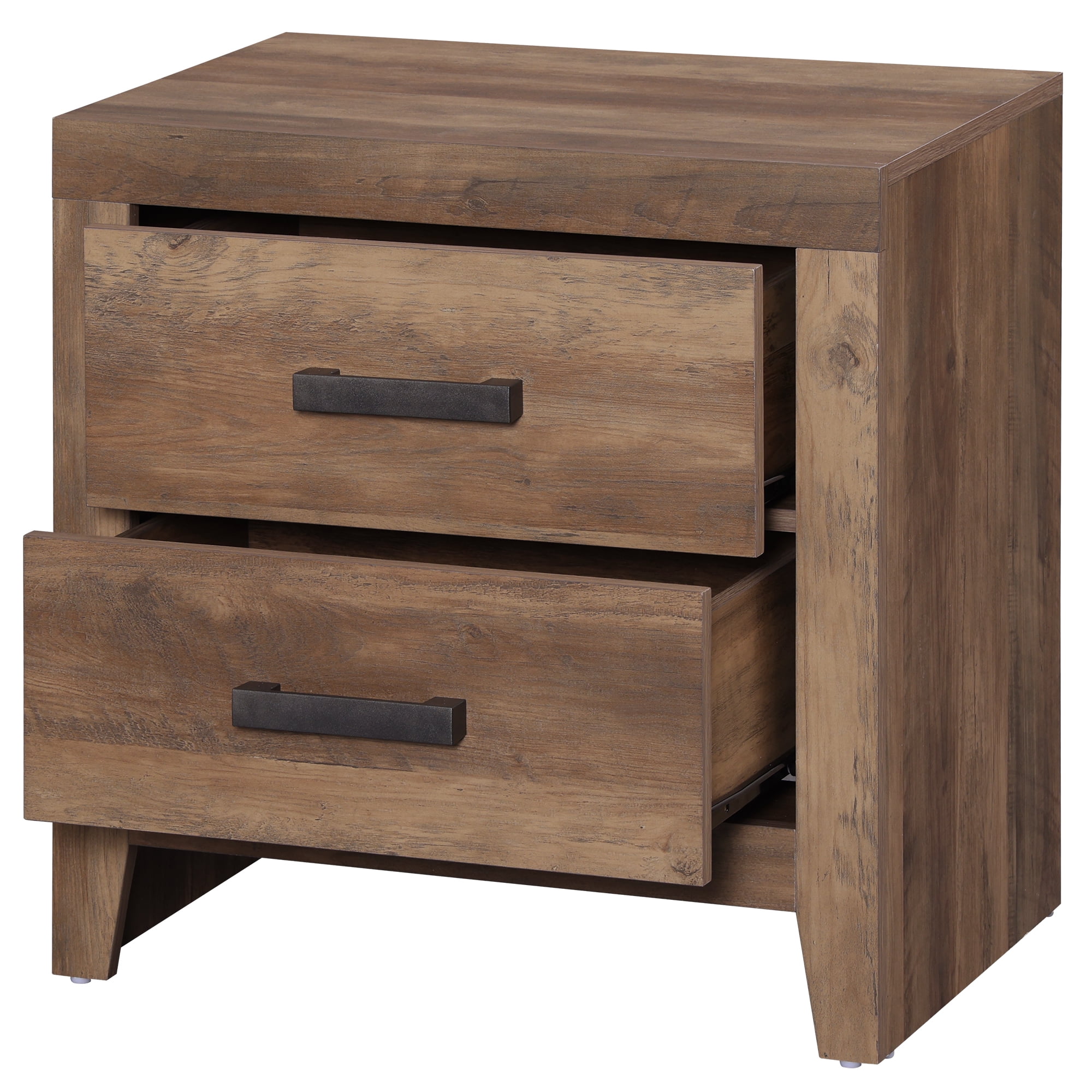 Farmhouse Rustic Wooden Nightstand With 2 Smooth‑Glide Storage Drawers,Solid‑Base Bedside End Table,Multi‑Purpose Accent Side Cabinet For Bedroom,Living‑Room,Brown