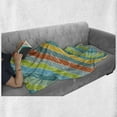thumbnail image 6 of Vintage Rainbow Soft Flannel Fleece Throw Blanket, Diagonal Stripes with Grunge Effect Funky and Geometric Weathered Look, Cozy Plush for Indoor and Outdoor Use, 70" x 90", Multicolor, by Ambesonne, 6 of 6