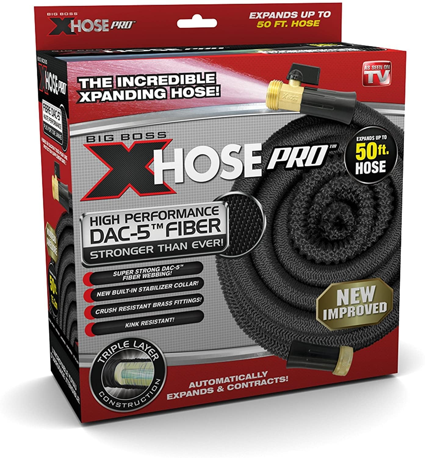 trog berekenen zijn Xhose Pro DAC-5 High Performance Lightweight Expandable Garden Hose with  Brass Fittings 50 Feet - Walmart.com