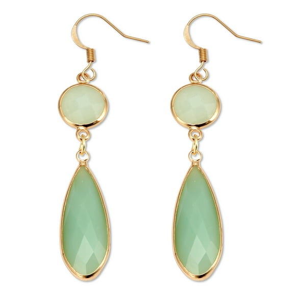 Genuine Green Aventurine Goldtone Drop Earrings