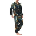 thumbnail image 2 of Yiaed Forest Meditating Tiger Print Men’s Pajamas Set - Long Sleeve Button Down Sleep Shirt and Pajama Bottoms Sleepwear Set Mens Pjs Sets Men's Pajama Bottoms-, 2 of 7