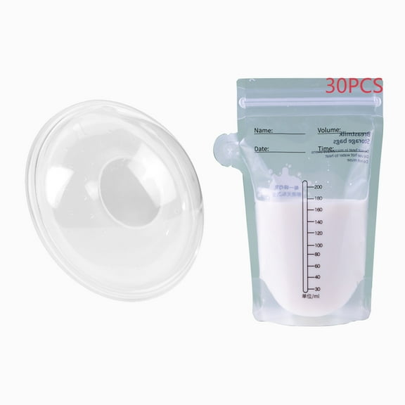 Breast Shells, 1 Pack Nursing Cups, Milk Saver, Protect Sore Nipples for Breastfeeding, Collect Breastmilk Leaks for Nursing Moms, Soft and Flexible Silicone Material, Reusable ,30 milk storage bags