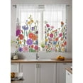 thumbnail image 4 of Colorful Flower Sheer Curtains 2 Panels Set Floral Farmhouse Country Garden Lihgt Filtering Rod Pocket Voile Drape, Semi Sheer Window Curtains for Bedroom Living Room, 52"x63", 4 of 5
