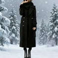 thumbnail image 2 of DAFPZW Women's Winter Double Breasted Wool Coat Business Casual Long Winter Pea Coat Trendy Outwear with Belt, 2 of 6