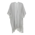 thumbnail image 2 of Baberdicy Women's Tassel Cape - Lightweight Summer Shawl - Sheer Chiffon Cover-Up - Bohemian Style - Versatile Wrap - Cuff Filigree Tassel Cape Women's Solid Color Summer Silver 1,One Size, 2 of 3