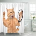 thumbnail image 1 of ABPHQTO Cortina de ducha de poliéster con gato mirándose al espejo y viendo reflejo 152x180 cm, 1 of 2