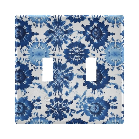 Dailycode Light Switch Plate Covers 2 Gang Wall Plate Plastics Outlet Covers for Kitchen Home Office Decor Indigo Tie Dye