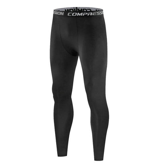 XIAONU Men's Black Compression Leggings High-Waist Slim-Fit Athletic Tights Performance Workout Activewear Pant