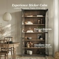 thumbnail image 4 of BELLEZE 67" Storage Cabinet, 6 Shelf Glass Bookshelf Display Cabinet, Modern Wood Wine Curio Cabinets with 4 Adjustable Shelves, Trophy Display Case for Living Room, Wine, Ebony, 4 of 7