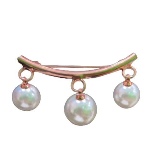 Women Brooch Bowknot Shape Anti-Rust Finish Shawl Clip with Faux Pearl Rhinestones Inlaid Sweaters Scarves Jackets Decorative Anti-exposure Pin