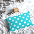 thumbnail image 5 of Goofa Aqua And White Polka Dot Print Plush Throw Pillow Case, Soft Velvet with Hidden Zipper, Decorative Cushion Cover for Sofa, Bed, Car, and Home Décor-20"x30", 5 of 6