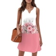thumbnail image 4 of UDAUDU Casual Summer Dresses for Women 2026 V-Neck Sundresses Sleeveless Loose Sleep Dress Beach Tank Dress Vacation Floral Dresses Pink 3XL, 4 of 7