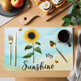 thumbnail image 2 of Farm Sunflowers Placemats Set of 8, Idyllic Country Botanical Bee Turquoise Placemats for Dining Table, Place Mats for Kitchen Tabletop, Waterproof Wipeable Dining Table Mats Set, 2 of 9