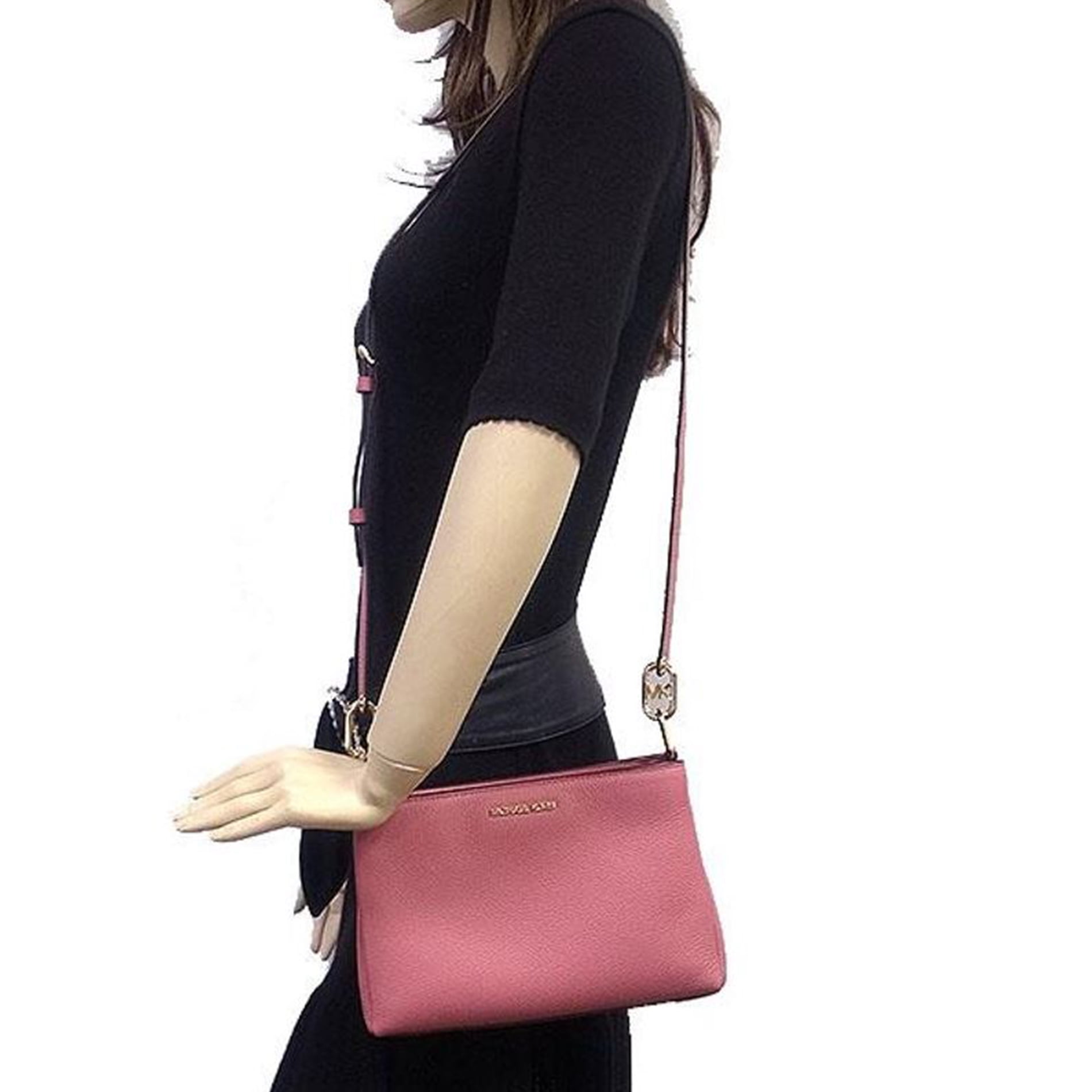 Michael Kors Womens Trisha Medium Pebbled Leather Crossbody Bag