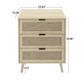 thumbnail image 3 of 3-Drawer Dresser, Modern Rattan Dressers Chest of 3 Drawers with Metal Handles, Clothes Organizer for Living Room, Bedroom, Wood Cabinet Bedside Table Dressers, Natural, 3 of 9