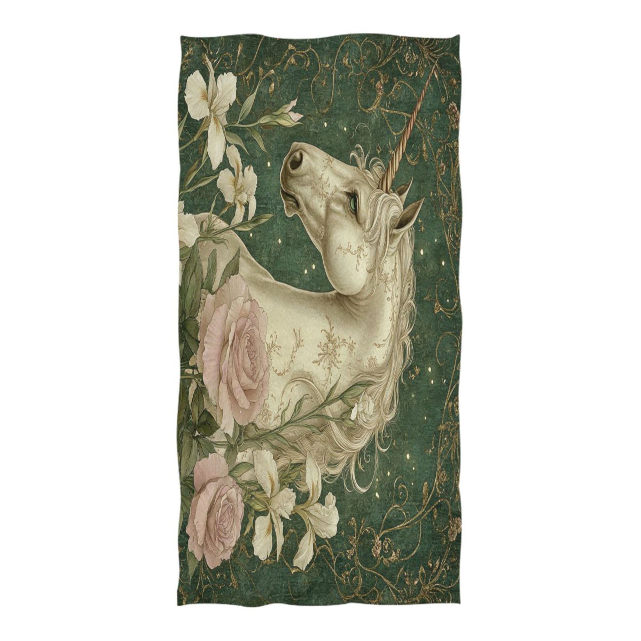 Wobogo Retro Unicorn Beach Towel Sand Free Quick Dry Absorbent Thin Compact Towels for Vacation Trips to Swimming Pool Camping Beaches