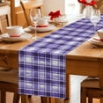 thumbnail image 5 of Purple Plaid Table Runner 36 Inches Long Farmhouse Dress Scarves, Modern Art Checkered Farmhouse Dining Tablerunner for Coffee Table/Kitchen Island/Party Décor, Small 13" x 36", 5 of 8
