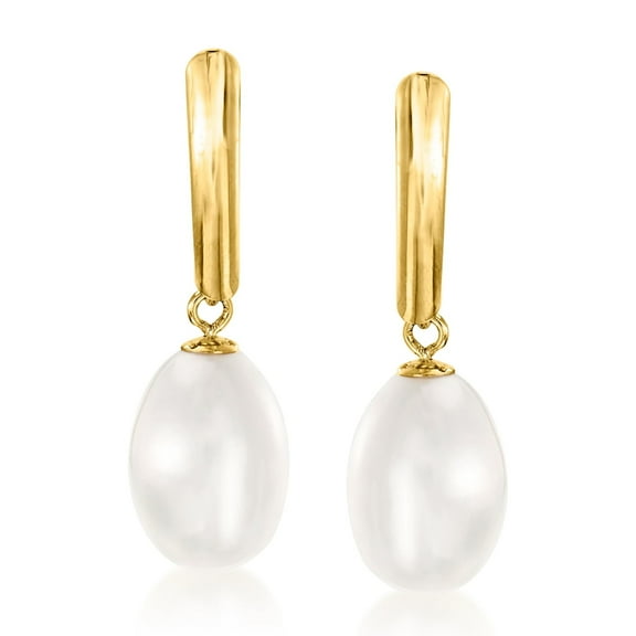 Ross-Simons 8.5-9mm Cultured Pearl Drop Earrings in 14kt Yellow Gold, Women's, Adult