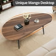 thumbnail image 2 of Modern Mango Tabletop Coffee Table,  Oval End Table with Wooden Top Board and Metal Legs, Curved Capsule Centre Coffee Table ,for Living Room, Bedroom, Office, Apartment, Easy to Assemble, Walnut, 2 of 6