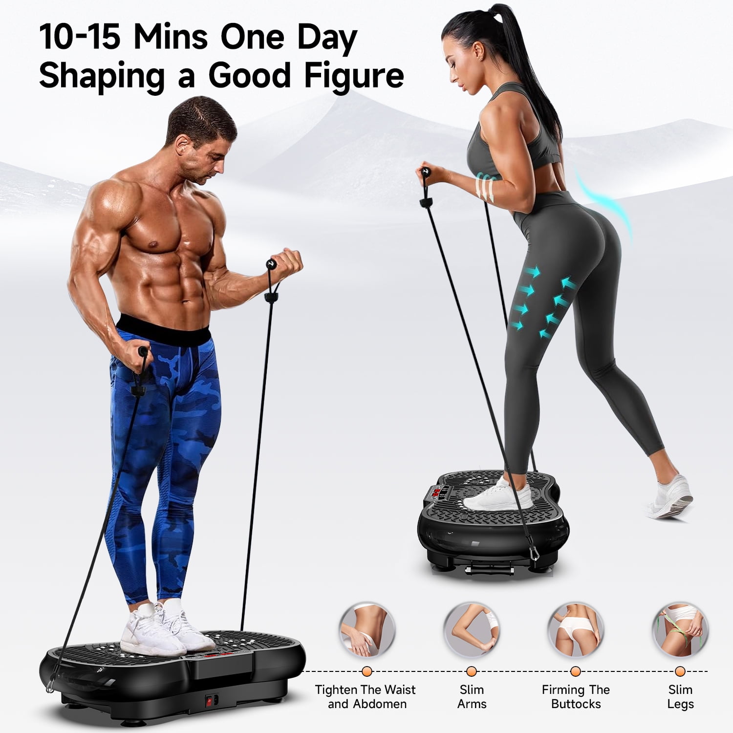 LNOW Vibration Plate Exercise Machine, Vibrating Muscle Toner for Fat Burning, Whole Body Workout Vibration Platform with Bluetooth & Massage Pedals for Home Fitness 400lbs
