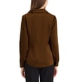 thumbnail image 3 of INSPIRE CHIC Women's Shirt Flat Collar Long Sleeves Button Down Office Satin Shirt M Brown, 3 of 5