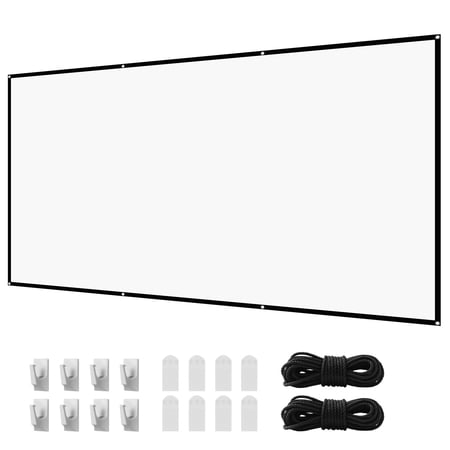 KFFKFF 120-Inch 16:9 Projection Screen, 4K and 1080P HD Compatible, Wall-Mounted Display with Hooks and Adhesive Strips, Portable Canvas for Home, Office, or Theater Use