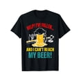 thumbnail image 1 of Camiseta con frase "Ayuda, me he caído y no alcanzo mi cerveza". Cómoda, informal, de manga corta, para uso diario, para todas las estaciones, negra, para hombre, 220 g., 1 of 5