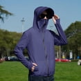 thumbnail image 3 of JoveMarine Men and Women UPF 50+ Sun Protection - Lightweight Fishing Shirts for Men Long Sleeve Zip Up Hoodie Couple Skin Sun Protection Breathable Water Resistant Workwear,Dark Blue L, 3 of 7