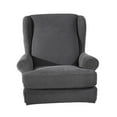 thumbnail image 1 of 2-Piece Wing Back Armchair Covers Wing Sofa Slipcovers Replacement Deep Grey, 1 of 8