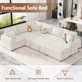 thumbnail image 3 of PAPROOS 6 Seat Sectional Chaise With a Storage Ottoman and 3 Pillows, 112.2" Sectional Sofa Pull-out Sofa Bed Sleeper with Charging Devices, U Shape Oversized Sectional Couch for Living Room, Cream, 3 of 9