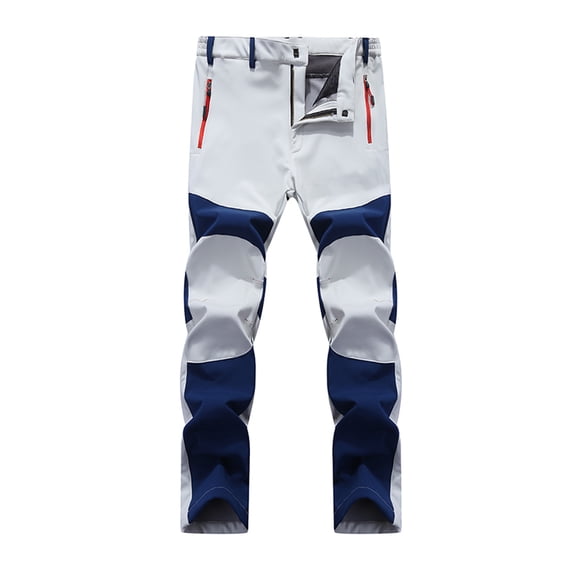 XFLWAM Mens Waterproof Hiking Pants Outdoor Snow Ski Fishing Fleece Lined Insulated Soft Shell Winter Windproof Cargo Pants White XXL