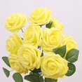 thumbnail image 2 of Flores de rosas artificiales Rosas de espuma artificial Decoración de rosas falsas de apariencia real para el hogar, centros de mesa de ramos de boda de bricolaje amarillo Jormftte CDWJ437-5, 2 of 6