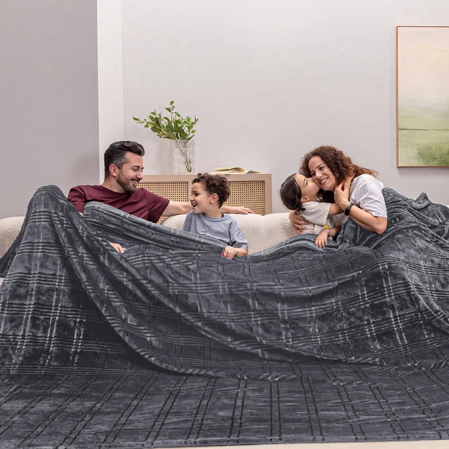 Manta COOVA Oversized King (305 x 305 cm), color gris oscuro suave
