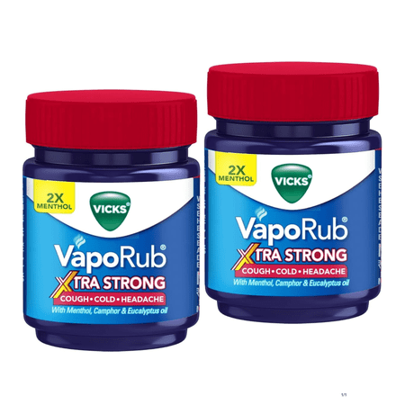 Vicks VapoRub Xtra Strong Balm 50ml Each – Pack of 2 Menthol & Eucalyptus Blend