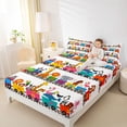 thumbnail image 4 of Homewish Elephant Zebra Giraffe Twin Sheet Sets 3pcs for Preppy Children Teens,Cartoon Train Twin Fitted Sheet Microfiber,Kawaii Jungle Animal Breathable Flat Sheet,Lightweight Room Decor, 4 of 7